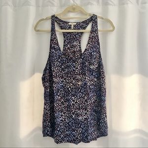 Joie Silk Blue Leopard Print Tank Top
